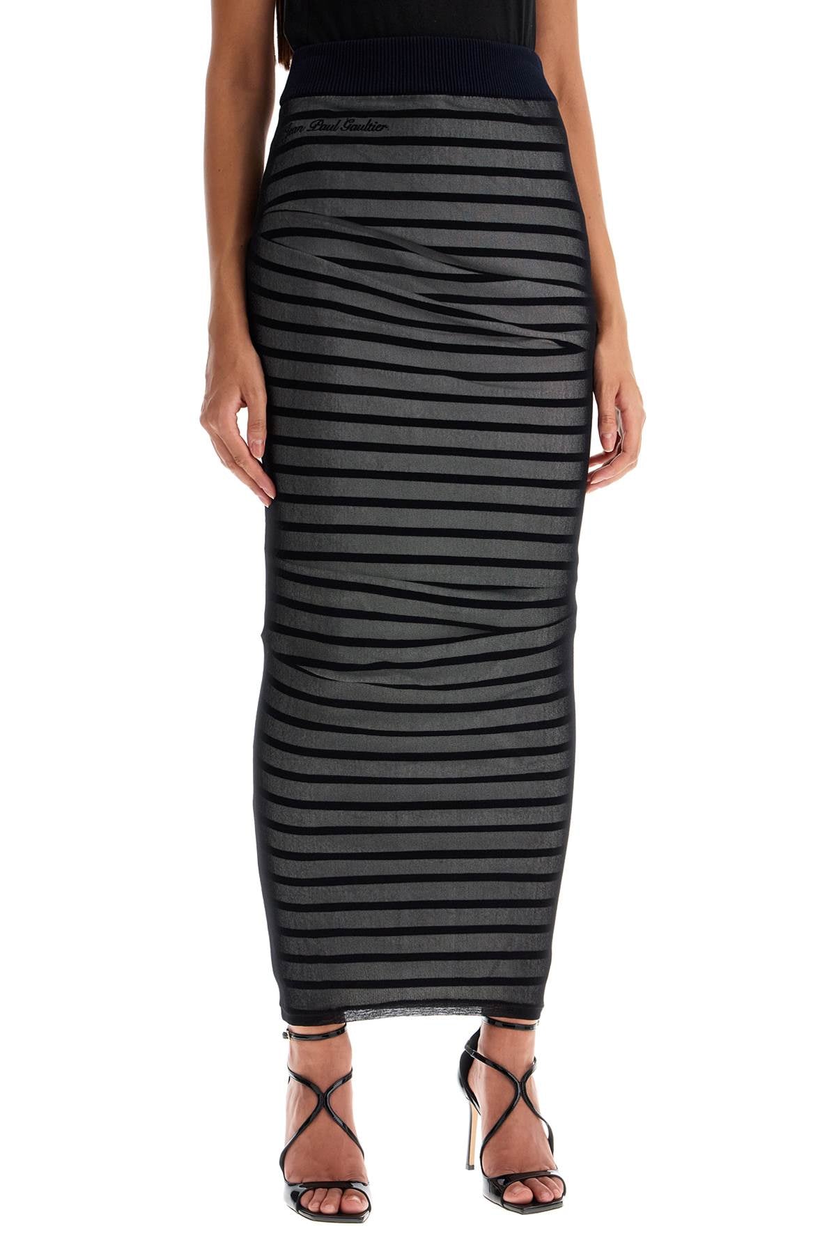 JEAN PAUL GAULTIER Striped Skirt In Technical Knit And Tulle