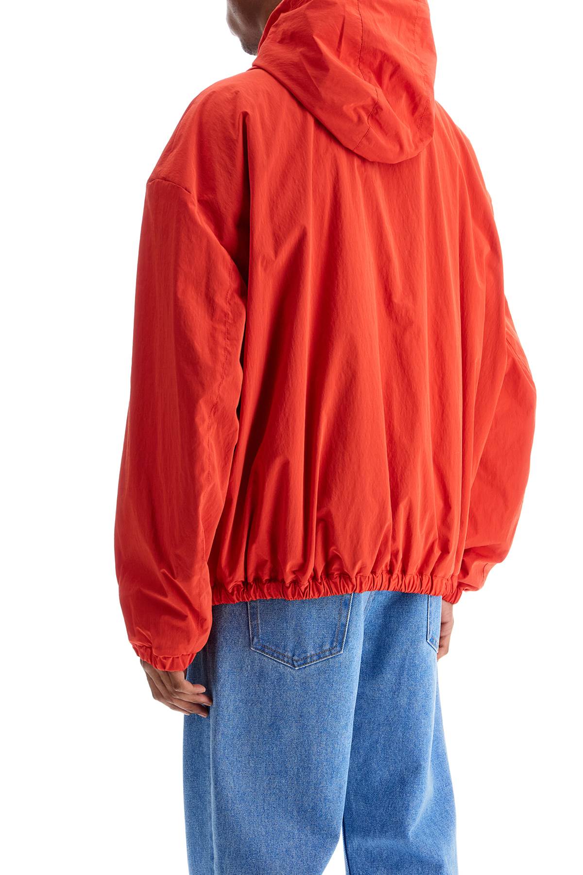 Marni Red Hooded Jacket In Polyester With Embroidered Logo