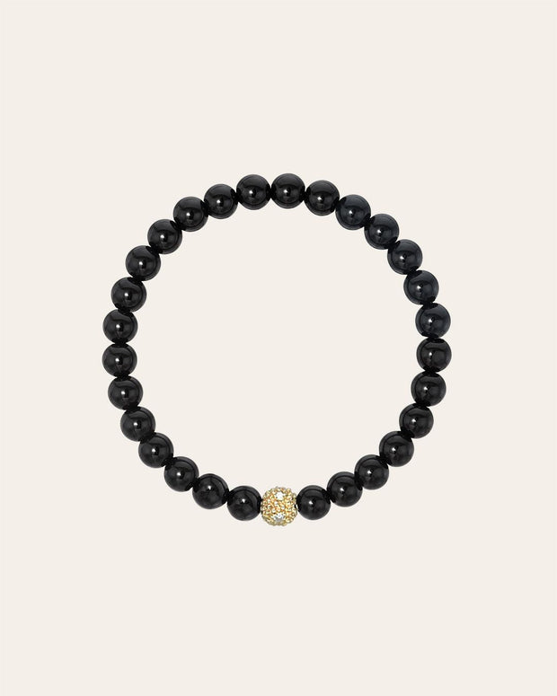 Zoe Lev 6mm Black Onyx Bead Bracelet With Diamond Bead