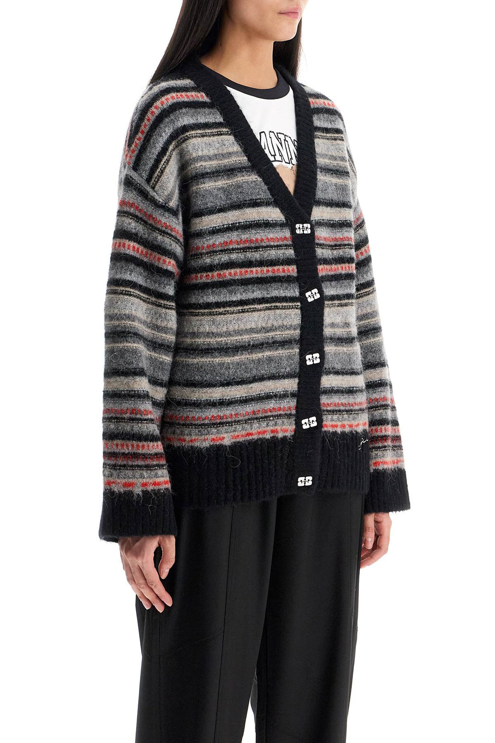 Ganni Striped Boxy Cardigan