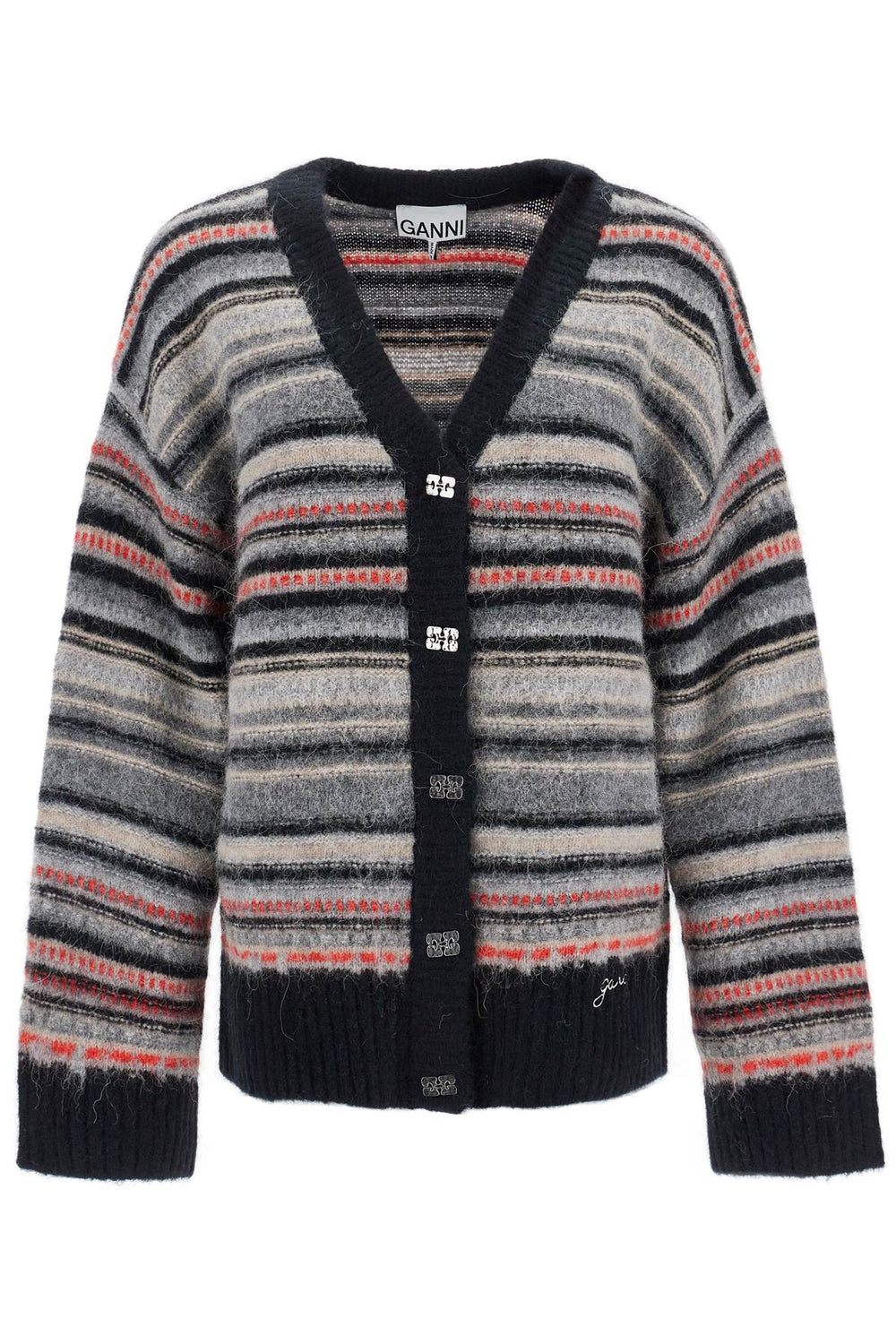 Ganni Striped Boxy Cardigan