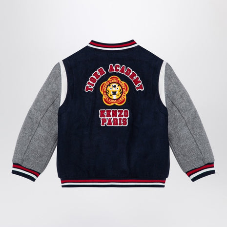 KENZO Navy Blue/grey Wool Blend Bomber Jacket