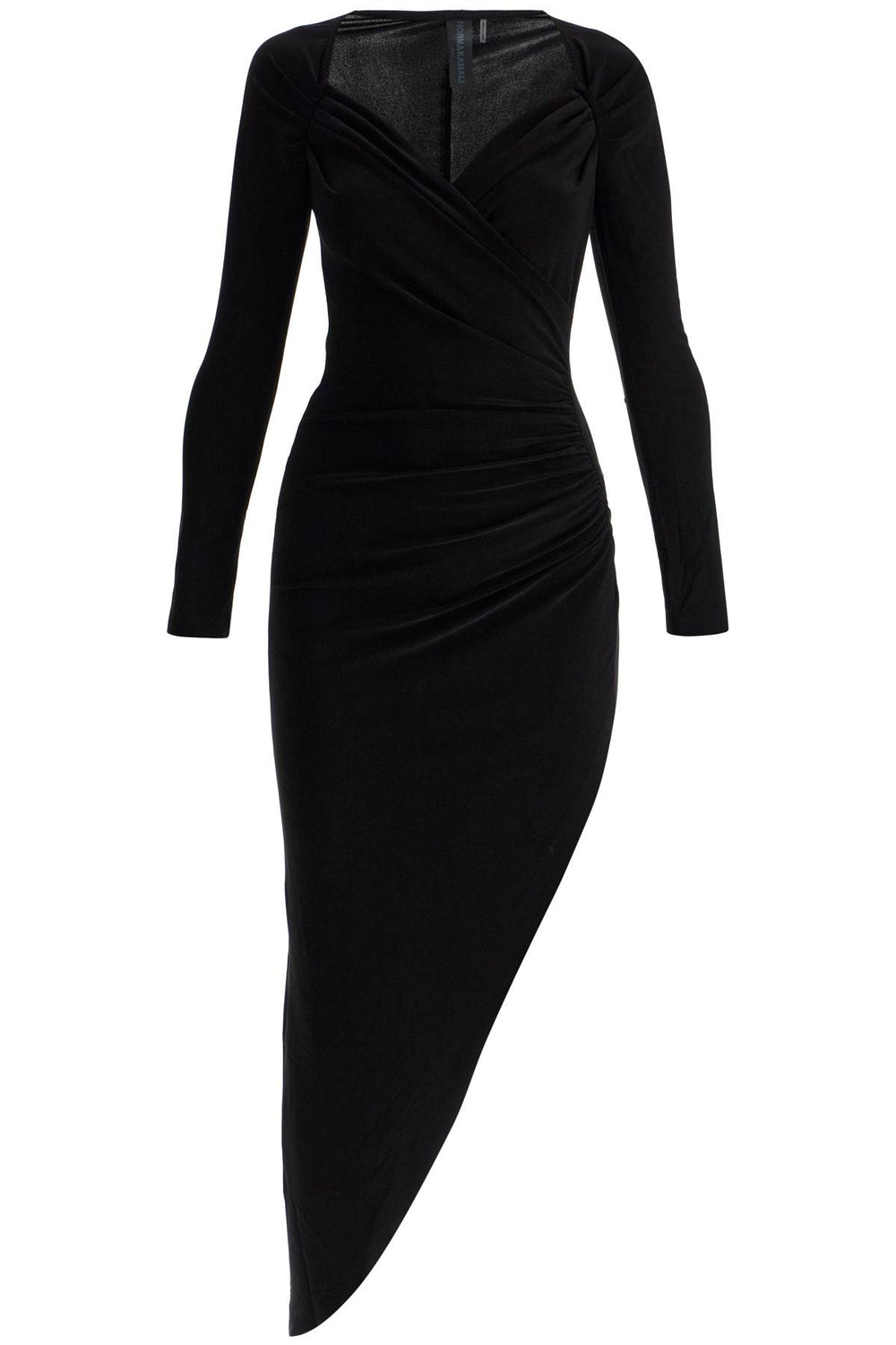 Norma Kamali Asymmetric Draped Jersey Stretch Midi Dress