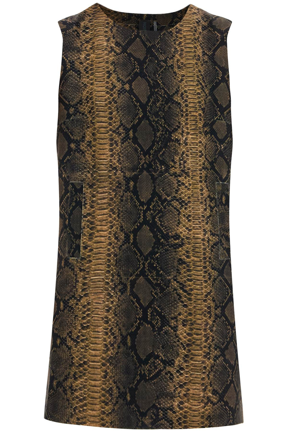 Norma Kamali Brown Python Print Sleeveless Mini Dress