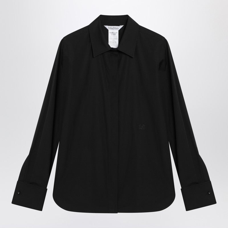 Max Mara Black Cotton Shirt With Logo