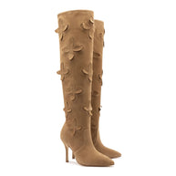 Larroude Julia Boot In Peanut Suede