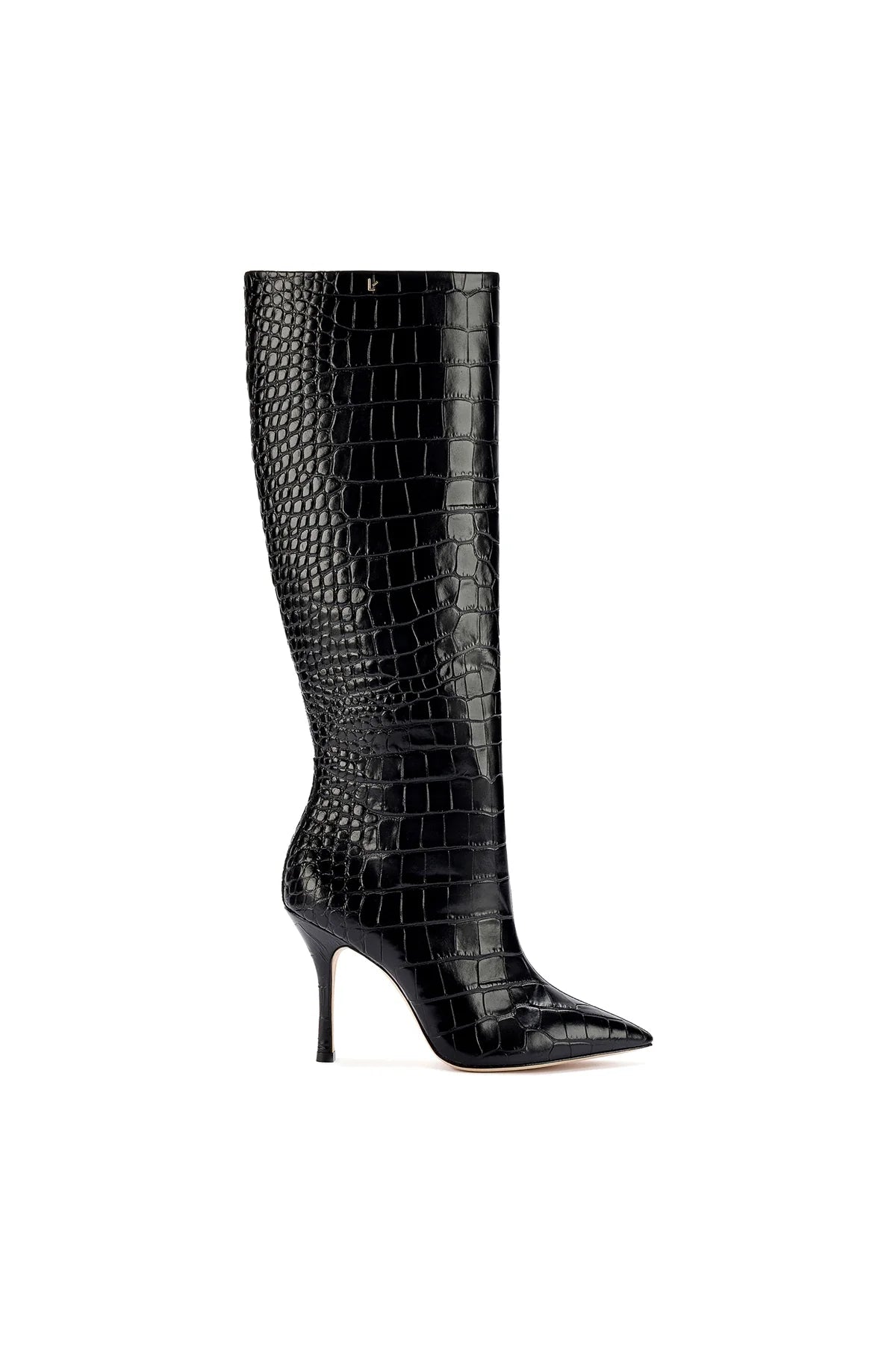Larroude Kate Boot In Black Stamped Leather