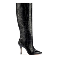 Larroude Kate Boot In Black Stamped Leather
