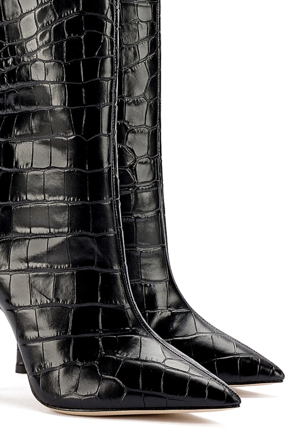 Larroude Kate Boot In Black Stamped Leather