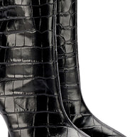 Larroude Kate Boot In Black Stamped Leather