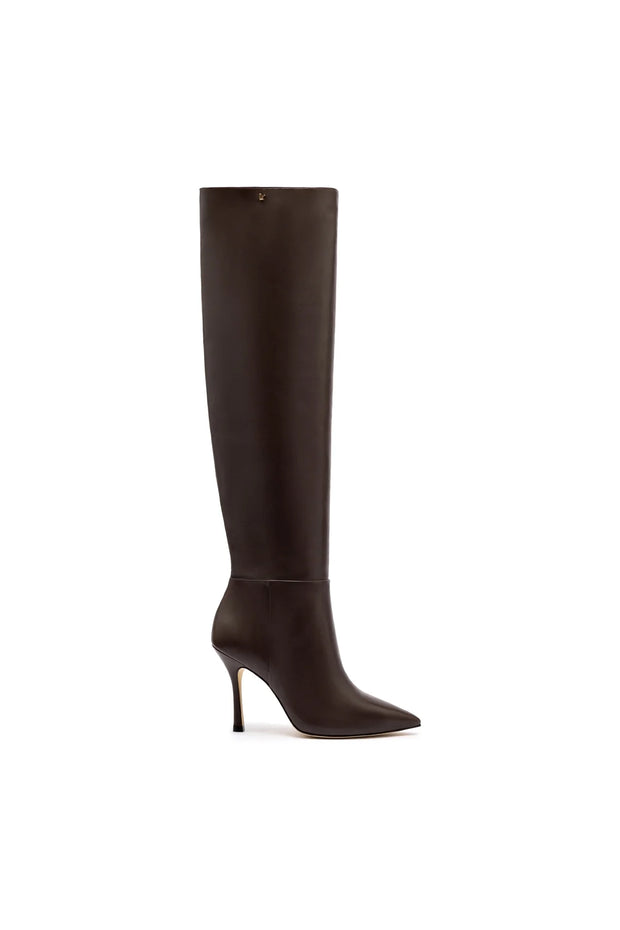 Larroude Kate Hi Boot In Brown Leather
