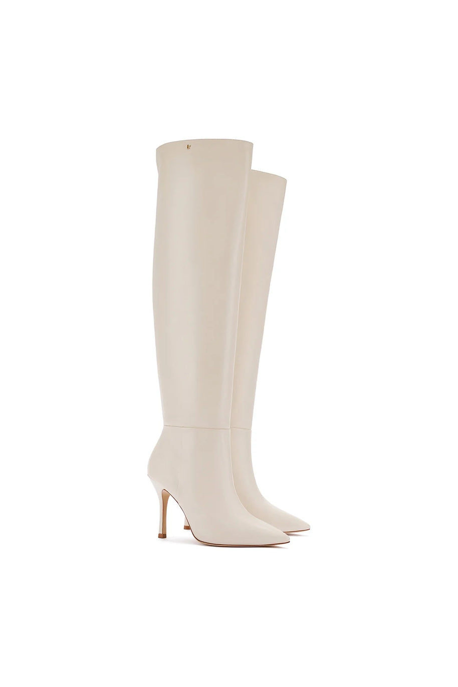 Larroude Kate Hi Boot In Ivory Leather