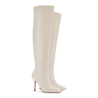 Larroude Kate Hi Boot In Ivory Leather