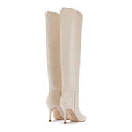 Larroude Kate Hi Boot In Ivory Leather