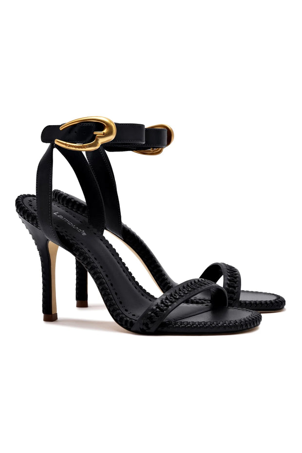 Larroude Verona Sandal In Black Leather
