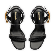 Larroude Verona Sandal In Black Leather