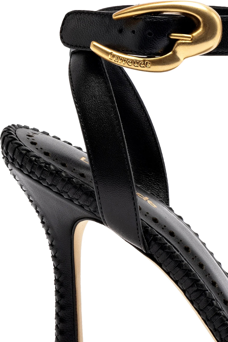 Larroude Verona Sandal In Black Leather