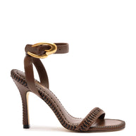 Larroude Verona Sandal In Burnt Umber Leather