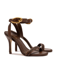 Larroude Verona Sandal In Burnt Umber Leather