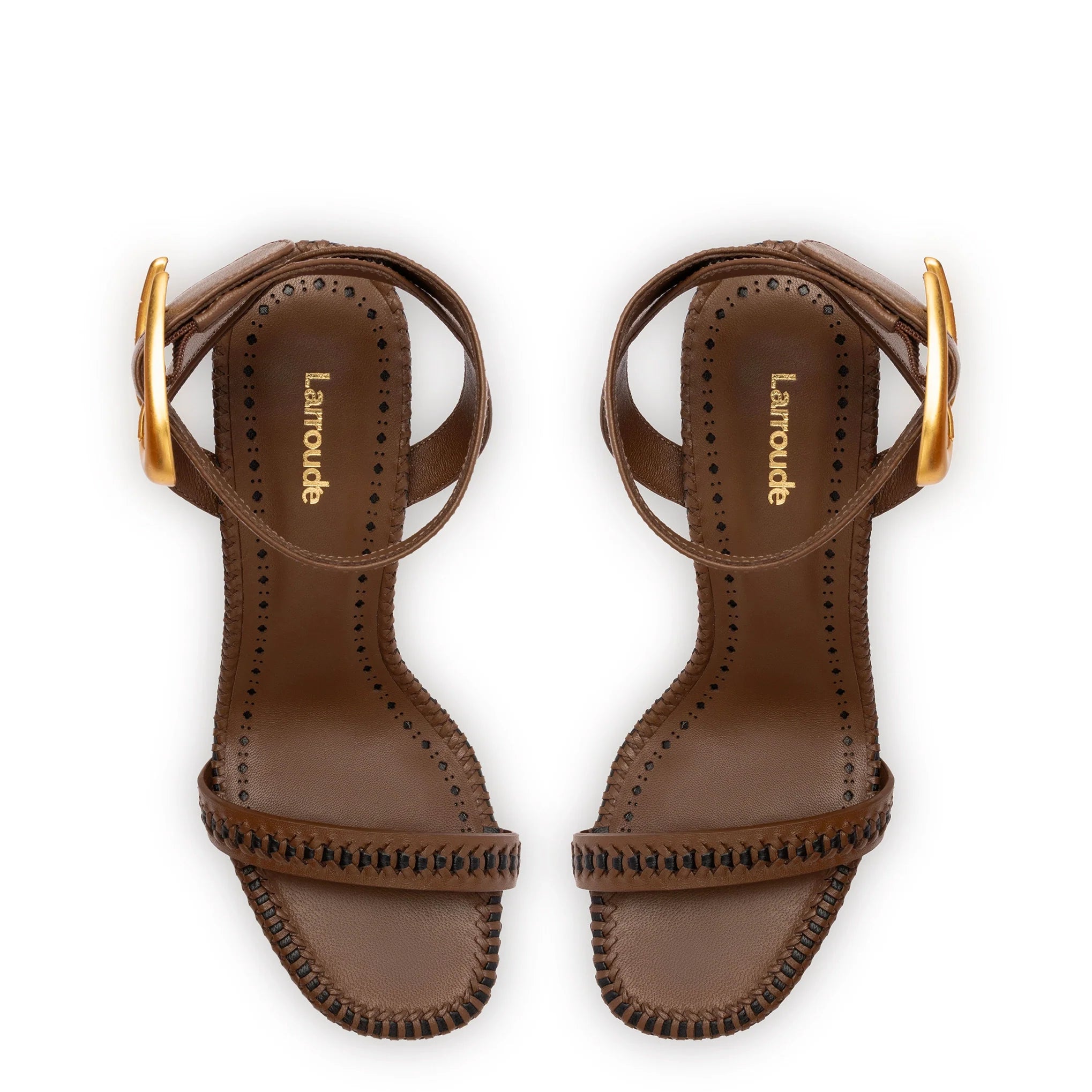 Larroude Verona Sandal In Burnt Umber Leather