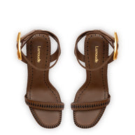 Larroude Verona Sandal In Burnt Umber Leather