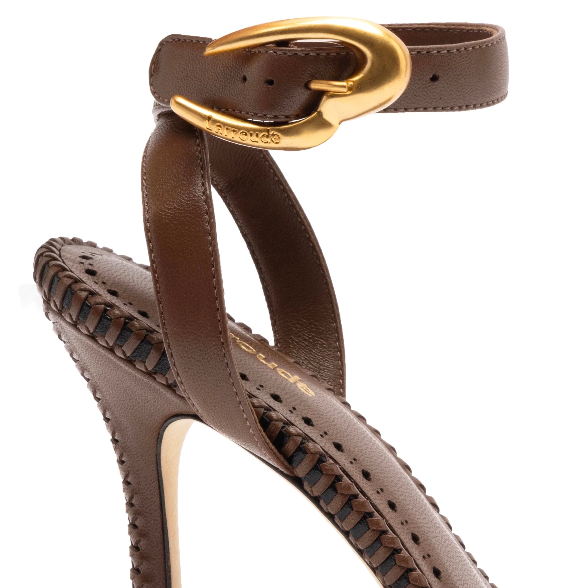 Larroude Verona Sandal In Burnt Umber Leather