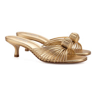 Larroude Valerie Mule In Gold Metallic Leather