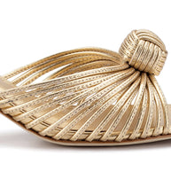 Larroude Valerie Mule In Gold Metallic Leather