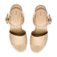 Larroude Miso Platform Strap Sandal In Beige Raffia