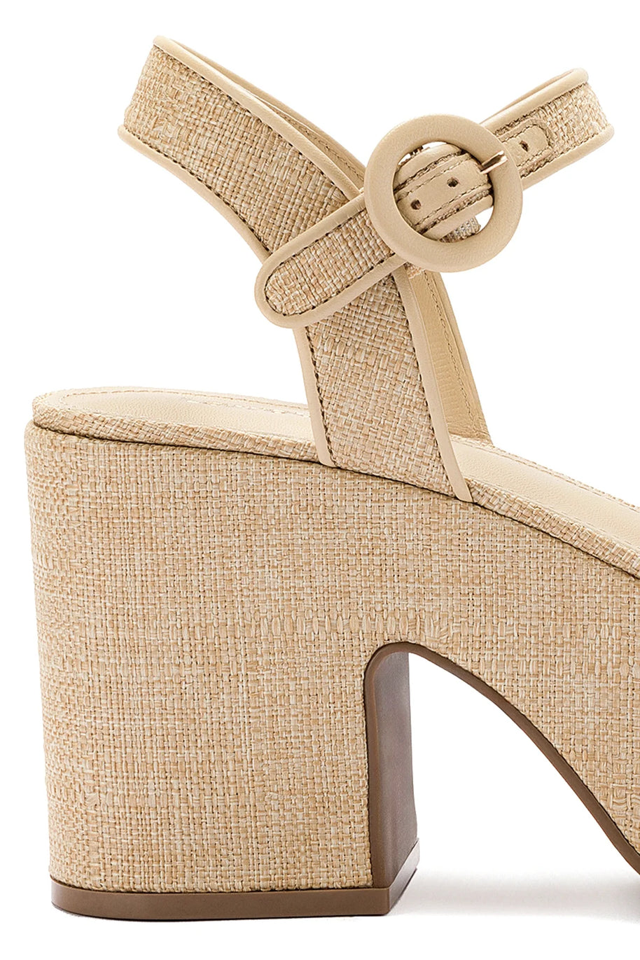 Larroude Miso Platform Strap Sandal In Beige Raffia