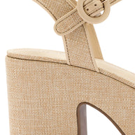 Larroude Miso Platform Strap Sandal In Beige Raffia