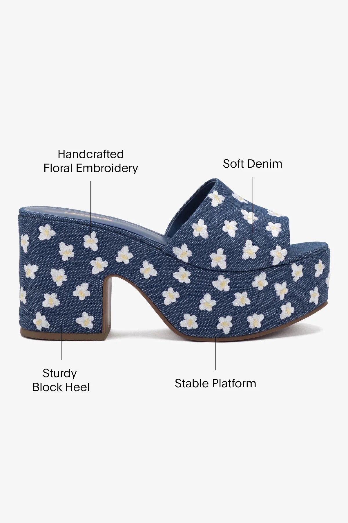 Larroude Miso Platform Sandal In Blue Denim