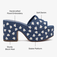 Larroude Miso Platform Sandal In Blue Denim