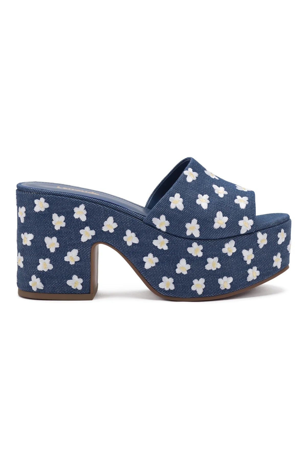 Larroude Miso Platform Sandal In Blue Denim