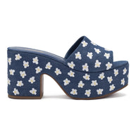 Larroude Miso Platform Sandal In Blue Denim