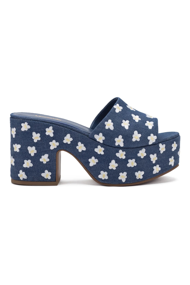 Larroude Miso Platform Sandal In Blue Denim
