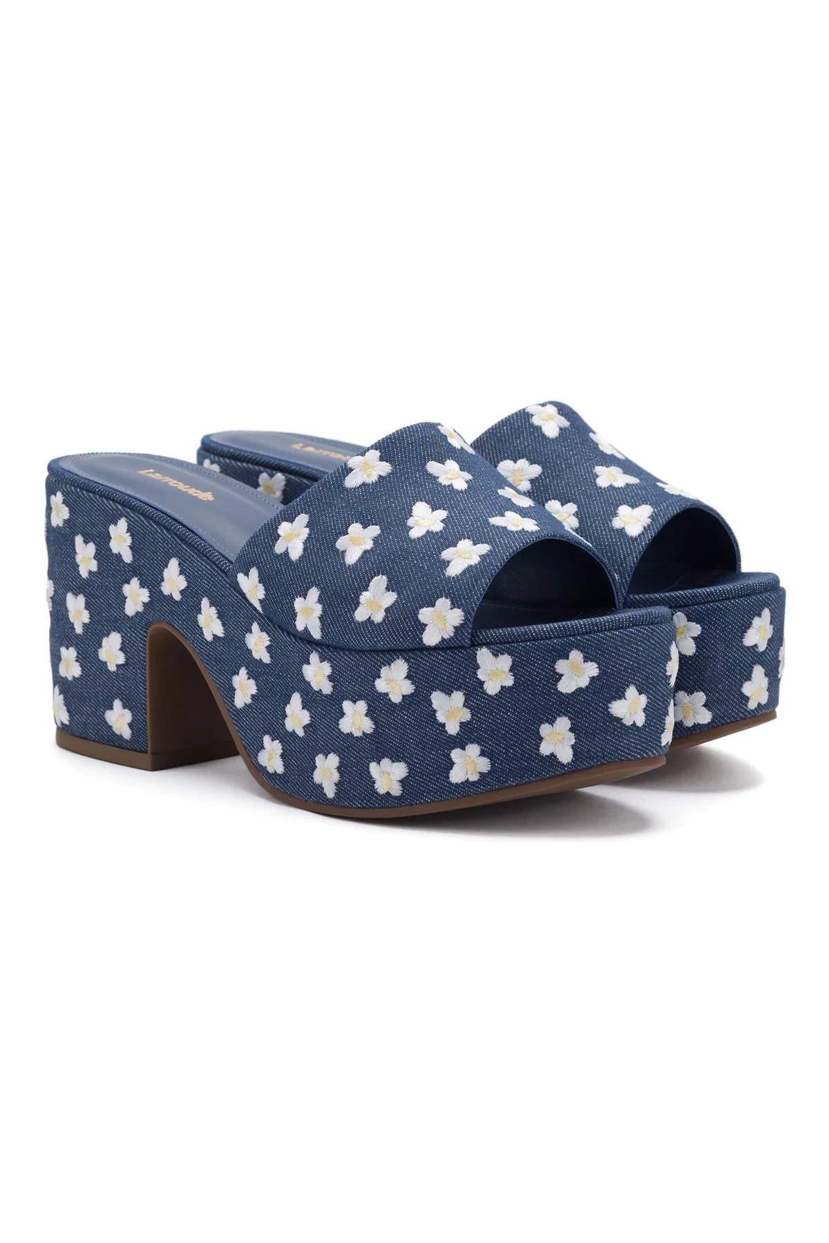 Larroude Miso Platform Sandal In Blue Denim