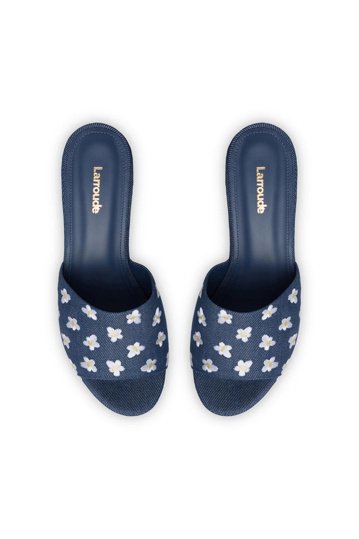 Larroude Miso Platform Sandal In Blue Denim