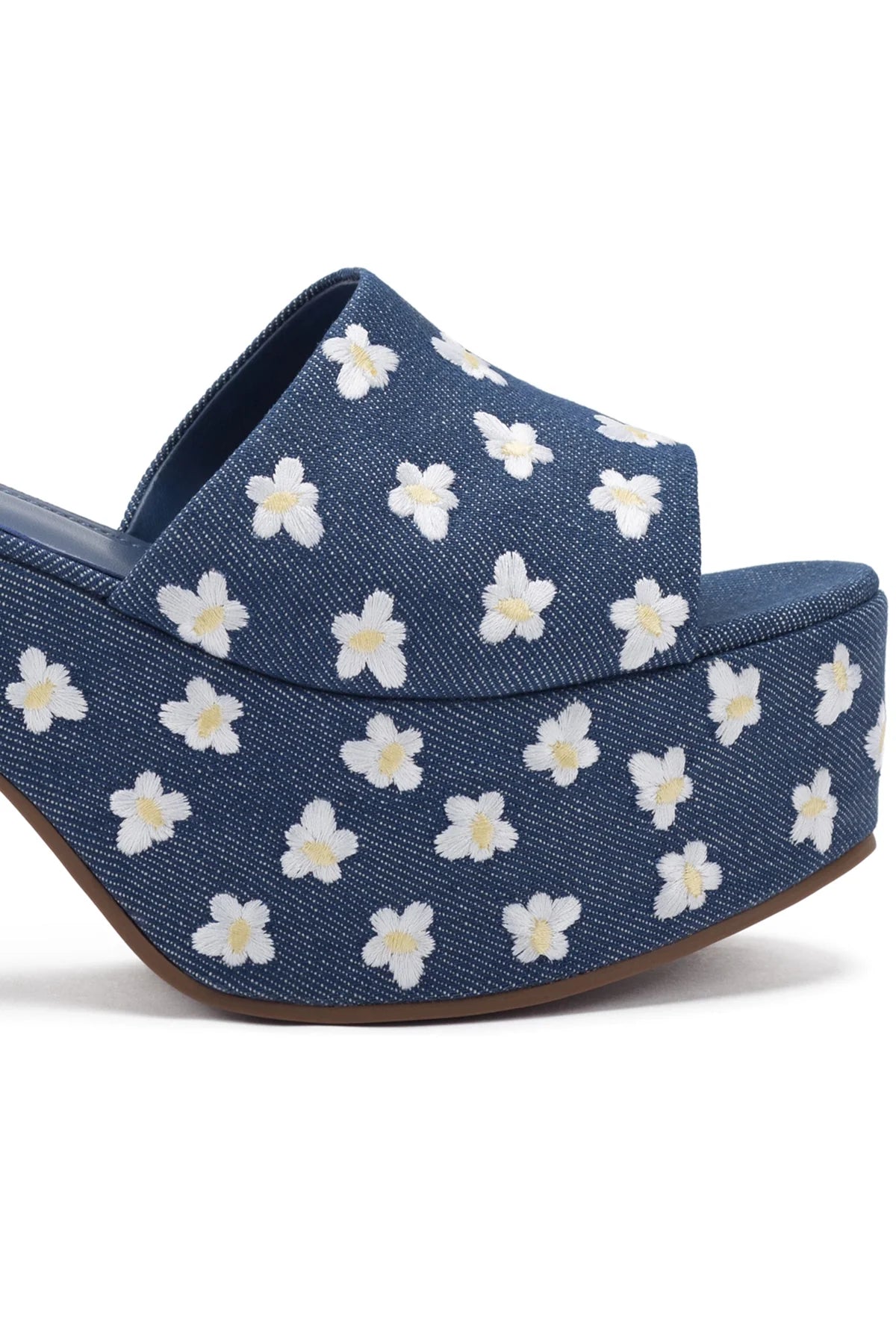 Larroude Miso Platform Sandal In Blue Denim