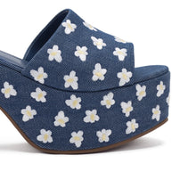 Larroude Miso Platform Sandal In Blue Denim