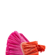 Larroude Ivy Fringe Flat In Pink And Orange Raffia