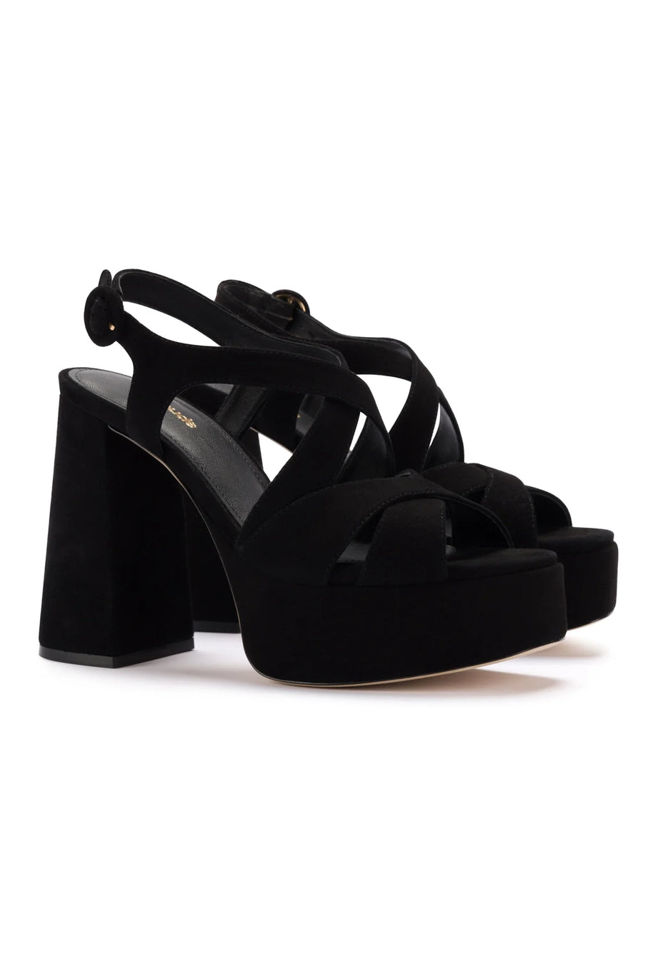 Larroude Bee Sandal In Black Suede