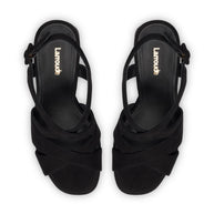 Larroude Bee Sandal In Black Suede