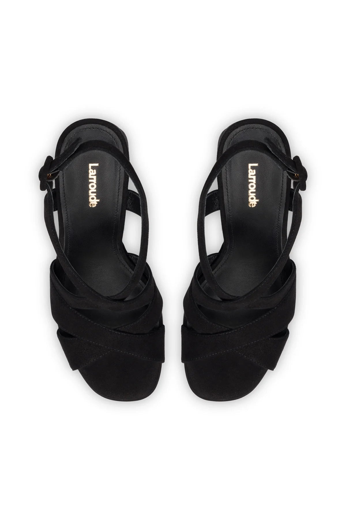 Larroude Bee Sandal In Black Suede