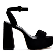 Larroude Dolly Sandal In Black Suede