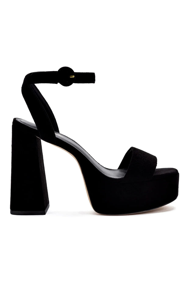 Larroude Dolly Sandal In Black Suede