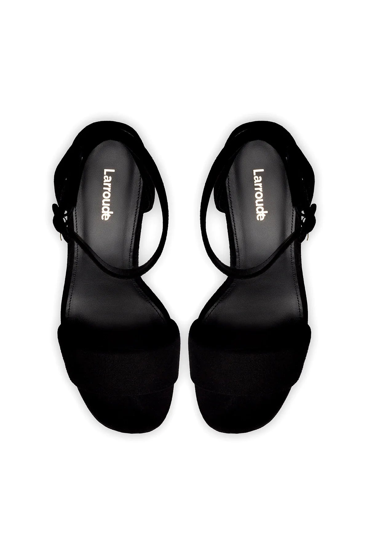 Larroude Dolly Sandal In Black Suede