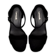 Larroude Dolly Sandal In Black Suede