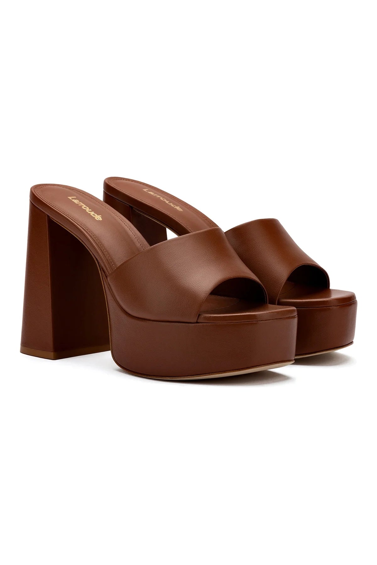 Larroude Dolly Mule In Caramel Leather