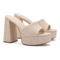Larroude Dolly Mule In Natural Raffia